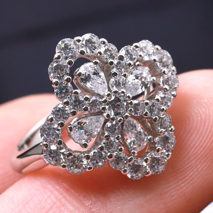 [Olivia JW]LOOP RING FULL MOTIF DIAMOND 16MM SILVE