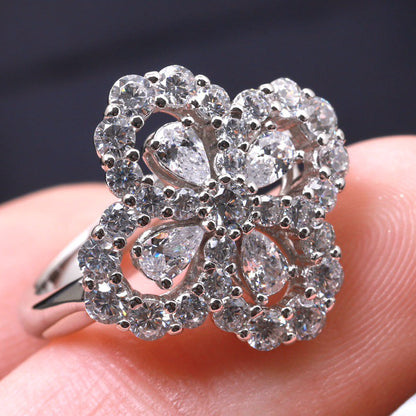 [Olivia JW]LOOP RING FULL MOTIF DIAMOND 16MM SILVE