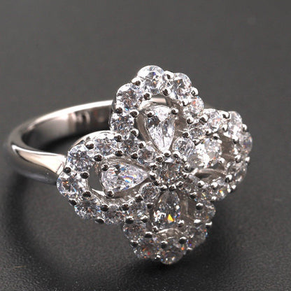 [Olivia JW]LOOP RING FULL MOTIF DIAMOND 16MM SILVE