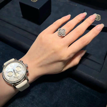 [Olivia JW]LOOP RING FULL MOTIF DIAMOND 16MM SILVE