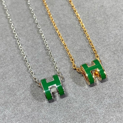 [Olivia JW]POP H GREEN NECKLACE SILVER AND GOLD
