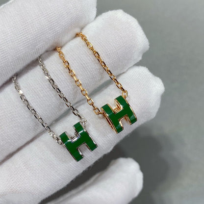 [Olivia JW]POP H GREEN NECKLACE SILVER AND GOLD