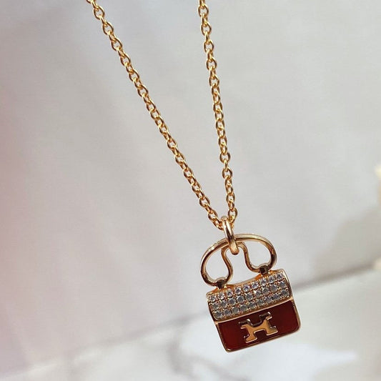 [Olivia JW]CONSTANCE RED PEDANT PINK GOLD NECKLACE