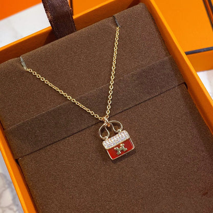 [Olivia JW]CONSTANCE RED PEDANT PINK GOLD NECKLACE