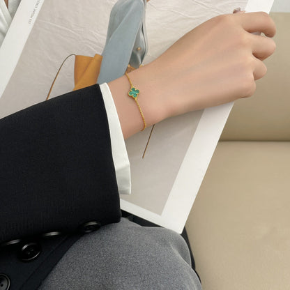 [Olivia JW]CLOVER BRACELET MALACHITE 1 MOTIF