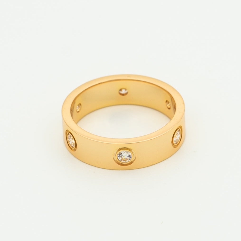 [Olivia JW]LOVE RING 5.5MM 6 DIAMONDS PINK GOLD