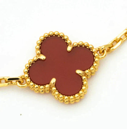 [Olivia JW]CLOVER  5 MOTIFS CARNELIAN GOLD BRACELET