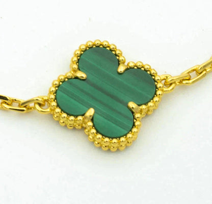 [Olivia JW]CLOVER  5 MOTIF MALACHITE DIAMOND BRACELET