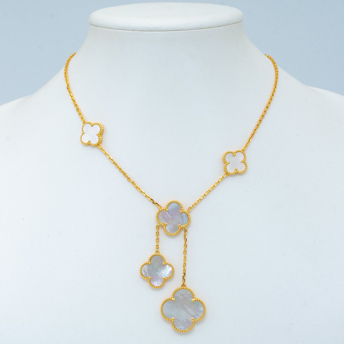 [Olivia JW]CLOVER MOTHER OF PEARL NECKLACE 6 MOTIF
