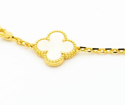 [Olivia JW]CLOVER BRACELET 5 MOTIFS ONYX MOP
