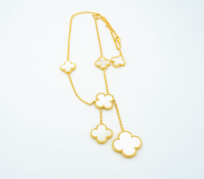 [Olivia JW]CLOVER MOTHER OF PEARL NECKLACE 6 MOTIF