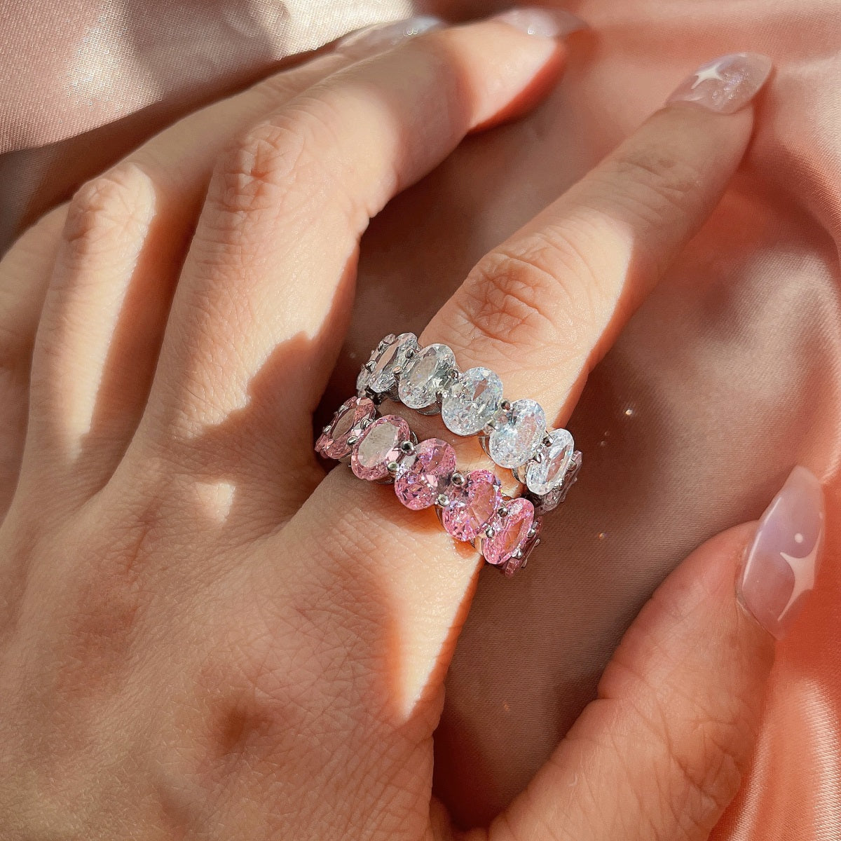 [Olivia JW]Dainty Elongated Cushion Cut Tennis Ring