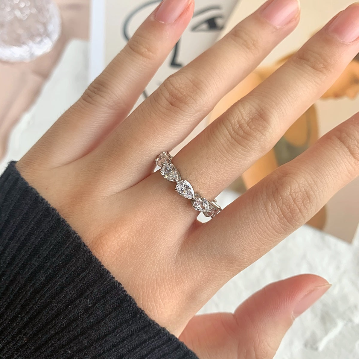[Olivia JW]Exquisite Pear Cut Tennis Ring