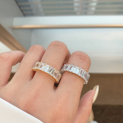 [Olivia JW]0.75 Carat Elegant Emerald Cut Tennis Ring