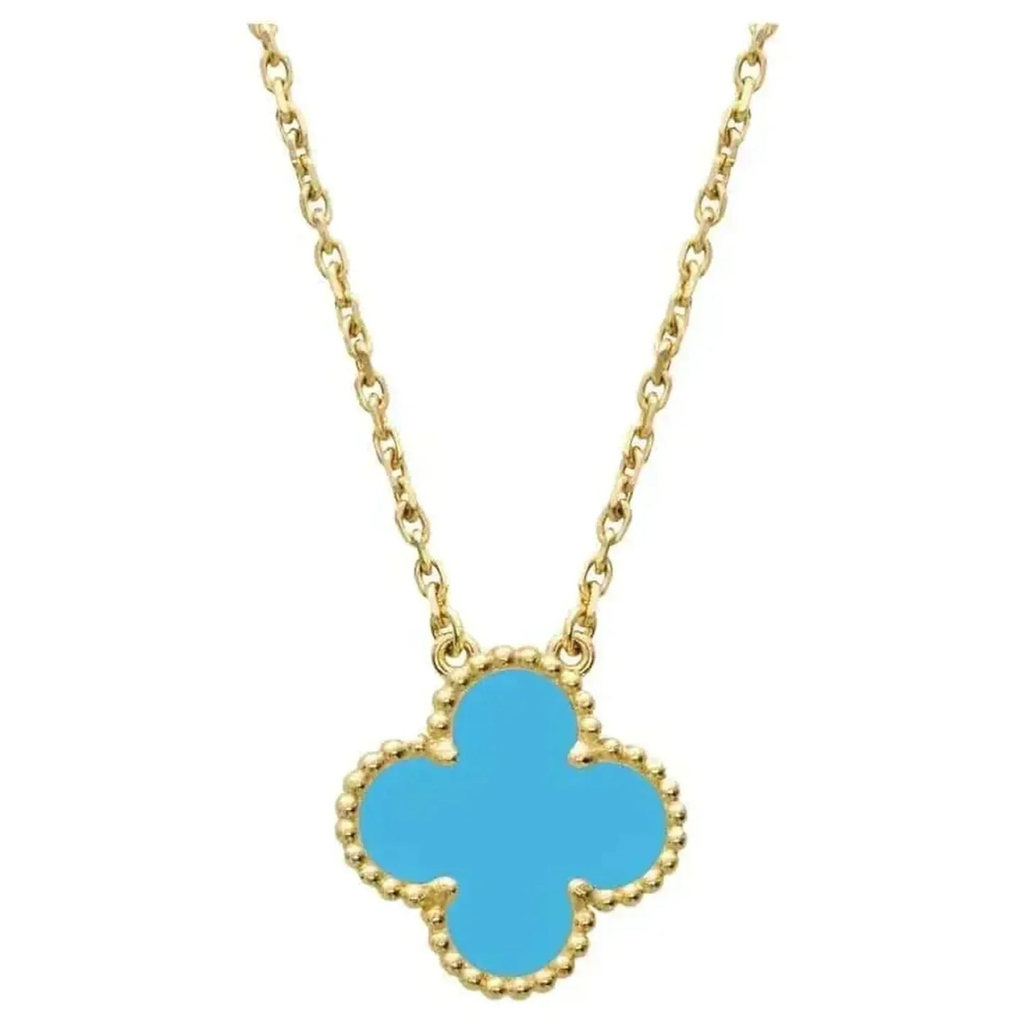 [Olivia JW]CLOVER 15MM VINTAGE TURQUOISE NECKLACE