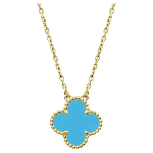 [Olivia JW]CLOVER 15MM VINTAGE TURQUOISE NECKLACE