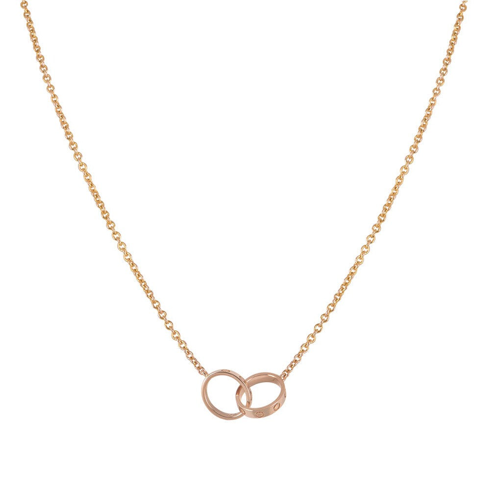 [Olivia JW]LOVE NECKLACE DOUBLE RING PINK GOLD