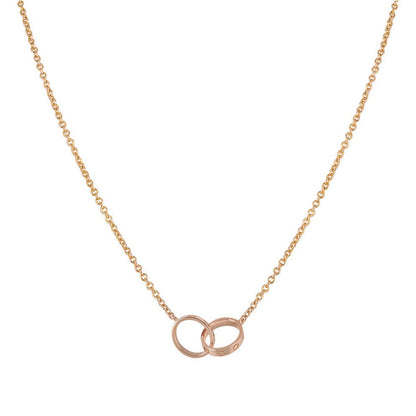 [Olivia JW]LOVE NECKLACE DOUBLE RING PINK GOLD