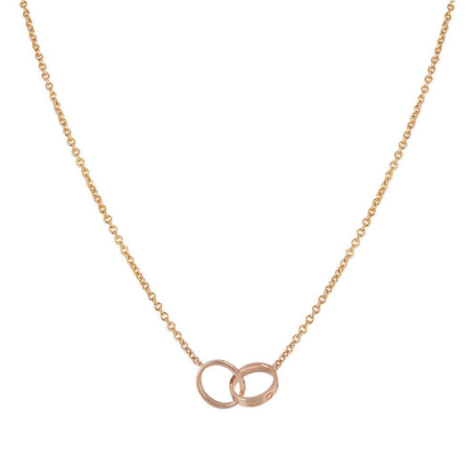 [Olivia JW]LOVE NECKLACE DOUBLE RING PINK GOLD