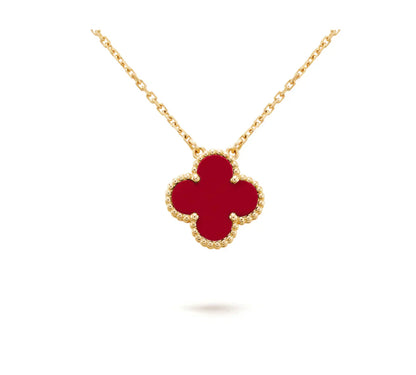 [Olivia JW]CLOVER 15MM CARNELIAN SINGLE FLOWER NECKLACE