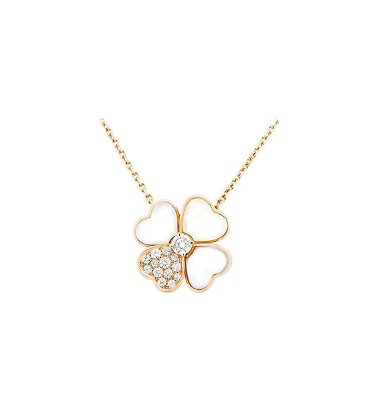 [Olivia JW]CLOVER MOP DIAMOND ROSE GOLD NECKLACE