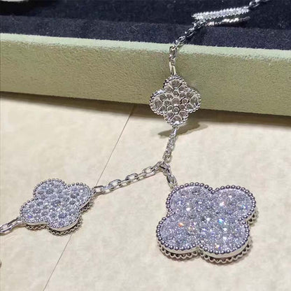 [Olivia JW]CLOVER 6 MOTIFS SILVER DIAMOND BRACELET