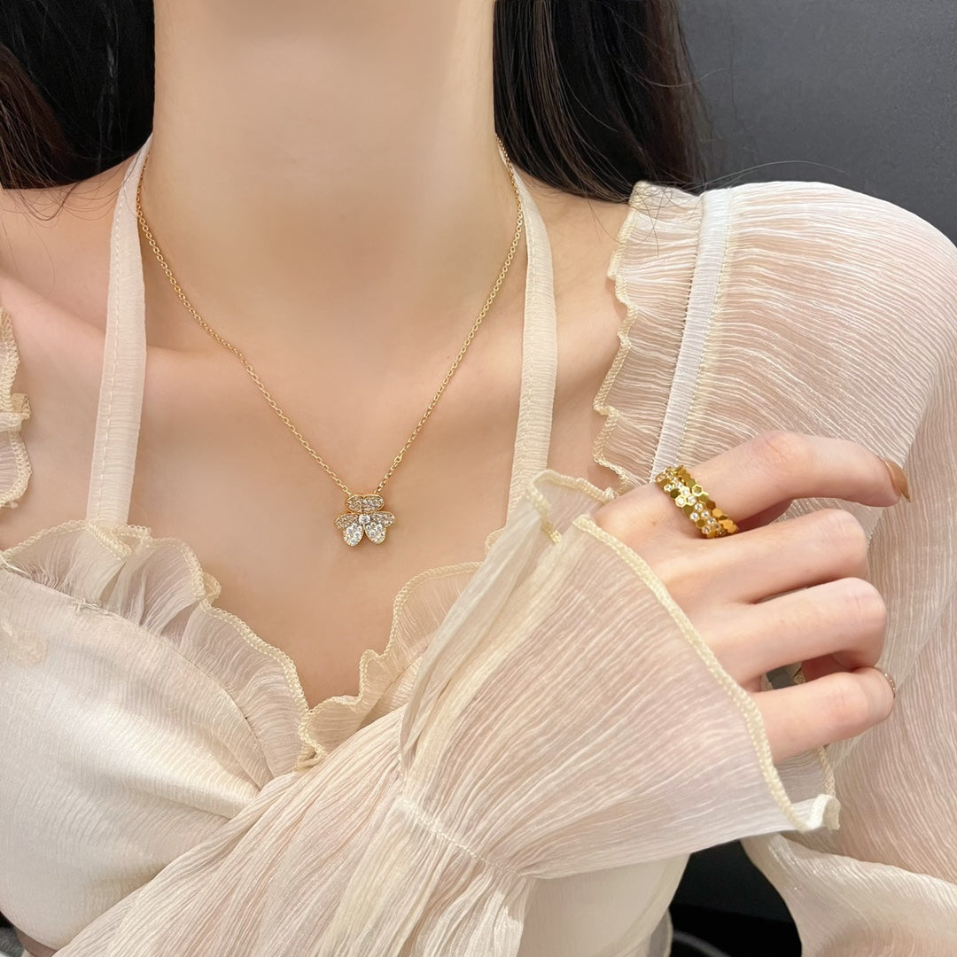[Olivia JW]FLOWER DIAMOND NECKLACE