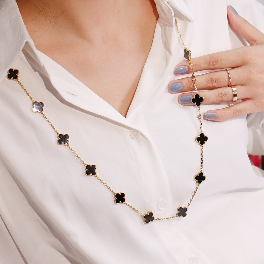 [Olivia JW]CLOVER 20 MOTIFS ONYX ROSE GOLD