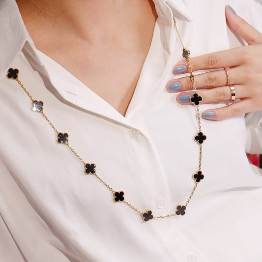 [Olivia JW]CLOVER 20 MOTIFS ONYX ROSE GOLD