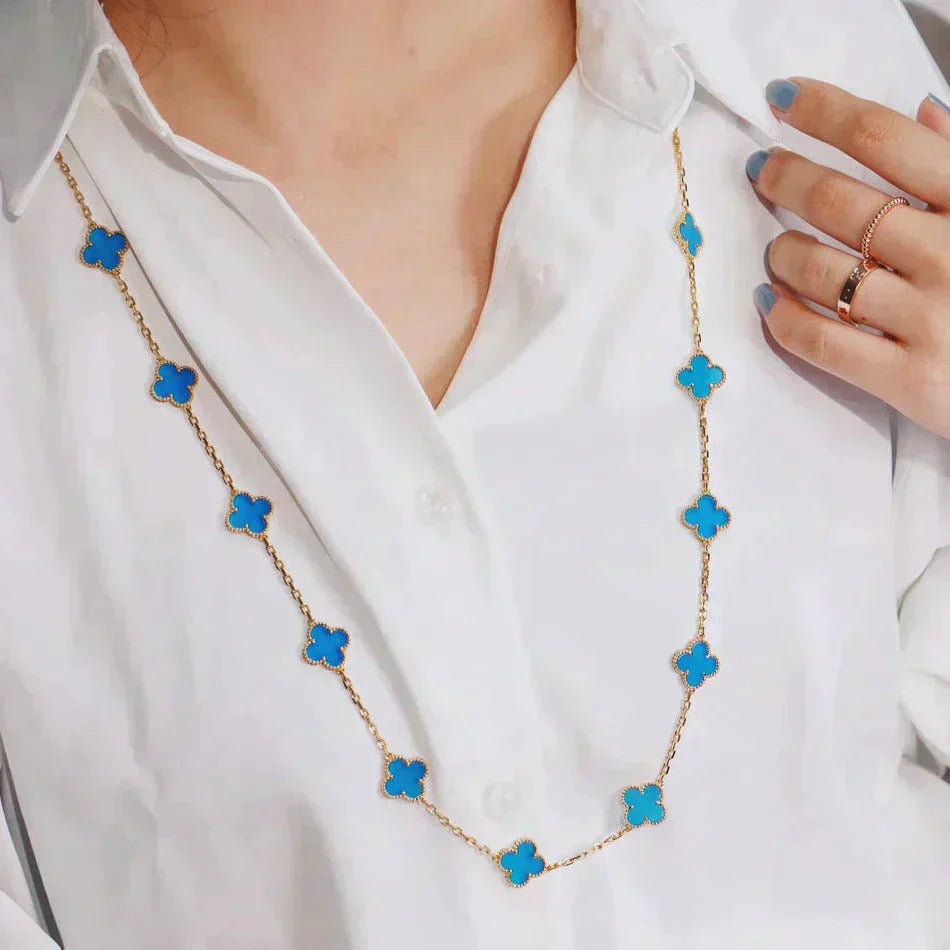 [Olivia JW]CLOVER 20 MOTIFS TURQUOISE GOLD