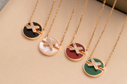 [Olivia JW]JEUX DE PINK GOLD DIAMOND NECKLACE