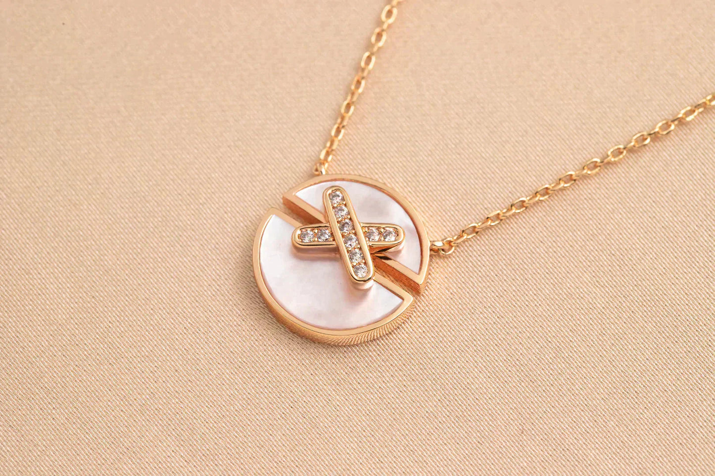 [Olivia JW]JEUX DE ROSE GOLD DIAMOND NECKLACE