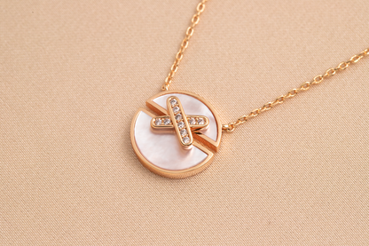[Olivia JW]JEUX DE PINK GOLD DIAMOND NECKLACE
