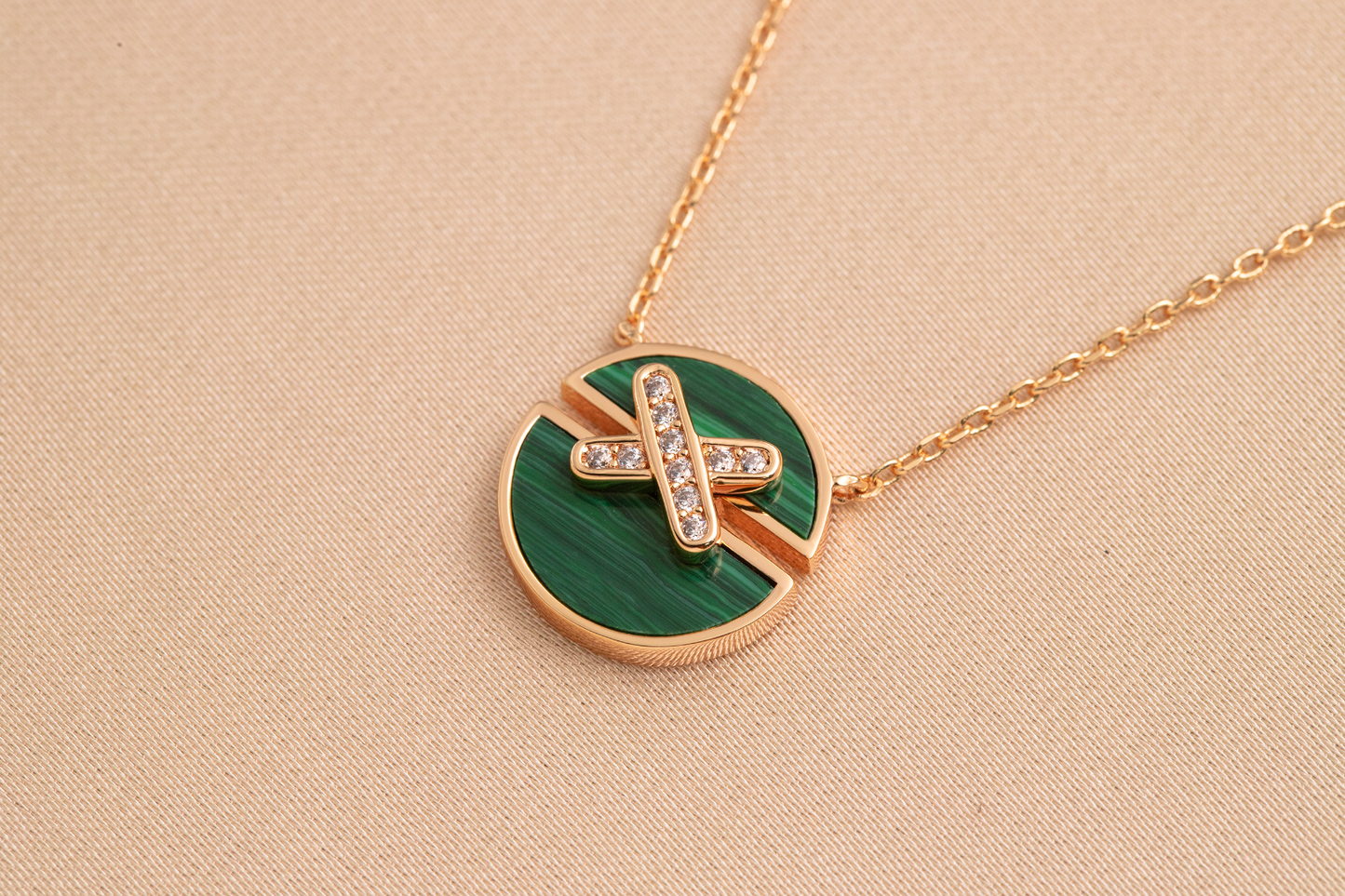 [Olivia JW]JEUX DE PINK GOLD DIAMOND NECKLACE
