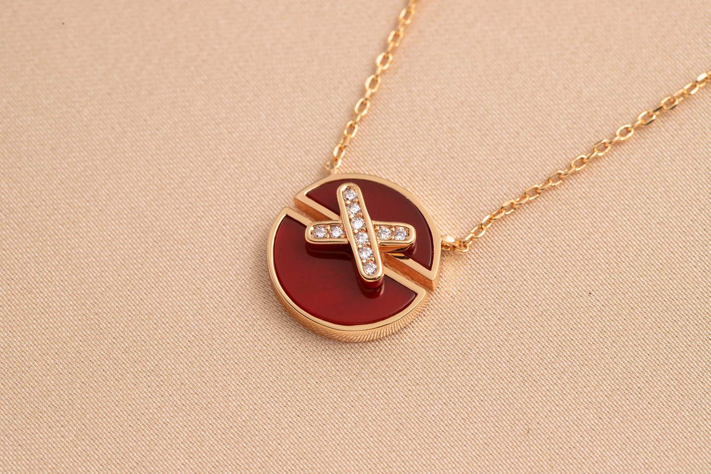 [Olivia JW]JEUX DE PINK GOLD DIAMOND NECKLACE