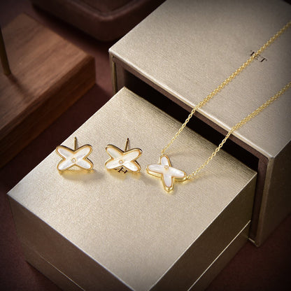 [Olivia JW]JEUX DE WHITE MOP GOLD DIAMOND EARRINGS