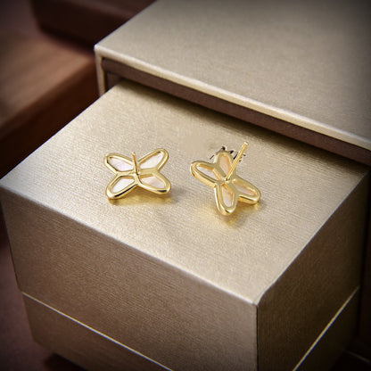 [Olivia JW]JEUX DE WHITE MOP GOLD DIAMOND EARRINGS