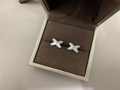 [Olivia JW]JEUX DE WHITE MOP SILVER DIAMOND EARRINGS