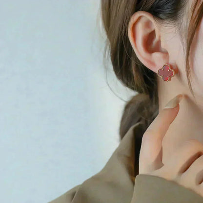 [Olivia JW]CLOVER MEDIUM 1 MOTIFS CARNELIAN  EARRINGS