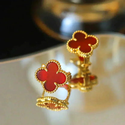 [Olivia JW]CLOVER MEDIUM 1 MOTIFS CARNELIAN  EARRINGS
