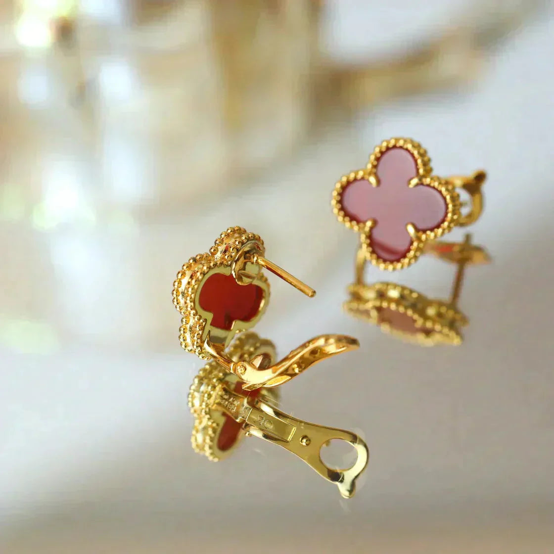 [Olivia JW]CLOVER MEDIUM 1 MOTIFS CARNELIAN  EARRINGS