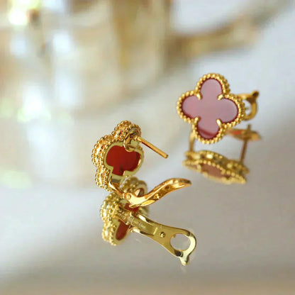 [Olivia JW]CLOVER MEDIUM 1 MOTIFS CARNELIAN  EARRINGS