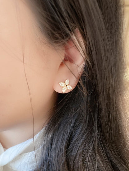 [Olivia JW]STAR BLOSSOM STUD EARRINGS PINK GOLD DIAMONDS