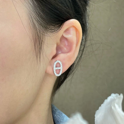 [Olivia JW]HM FULL DIAMOND PIG NOSE STUD EARRINGS