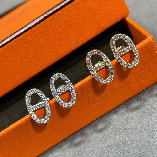 [Olivia JW]HM FULL DIAMOND PIG NOSE STUD EARRINGS
