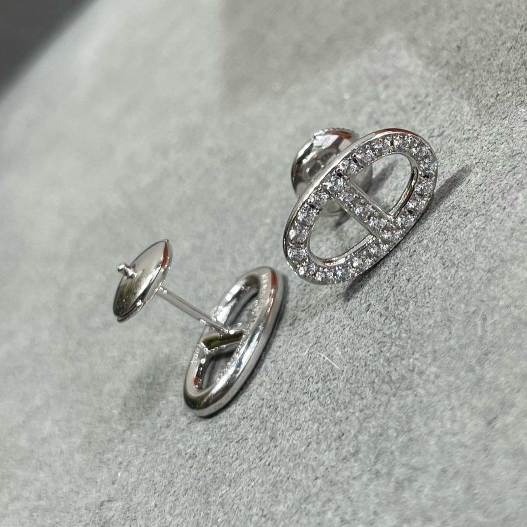 [Olivia JW]HM FULL DIAMOND PIG NOSE STUD EARRINGS