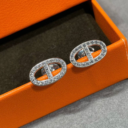 [Olivia JW]HM FULL DIAMOND PIG NOSE STUD EARRINGS