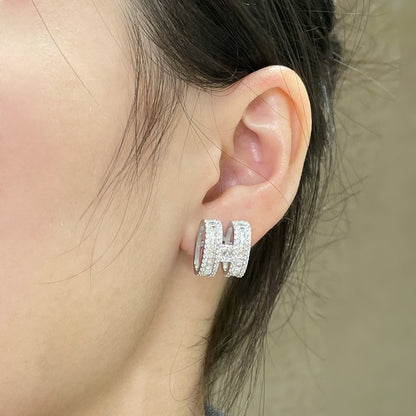 [Olivia JW]H STUD EARRINGS WITH SILVER DIAMONDS