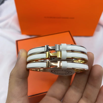 [Olivia JW]CLASSIC HM CLIC WHITE 8MM ENAMEL BRACELET