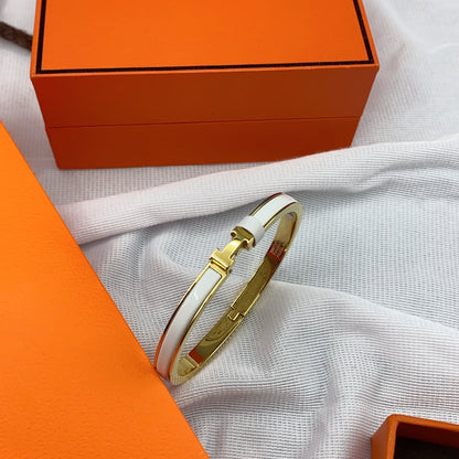 [Olivia JW]CLASSIC HM CLIC WHITE 8MM ENAMEL BRACELET